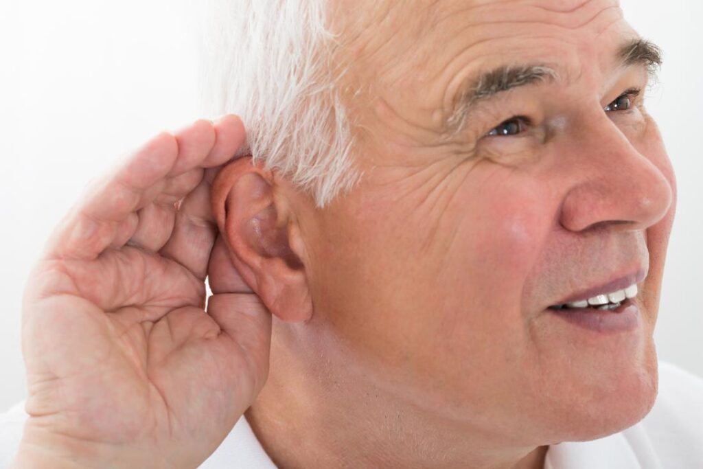 hearing-loss-man A diagram showing how damaged inner ear hair cells cause sensorineural hearing loss.
